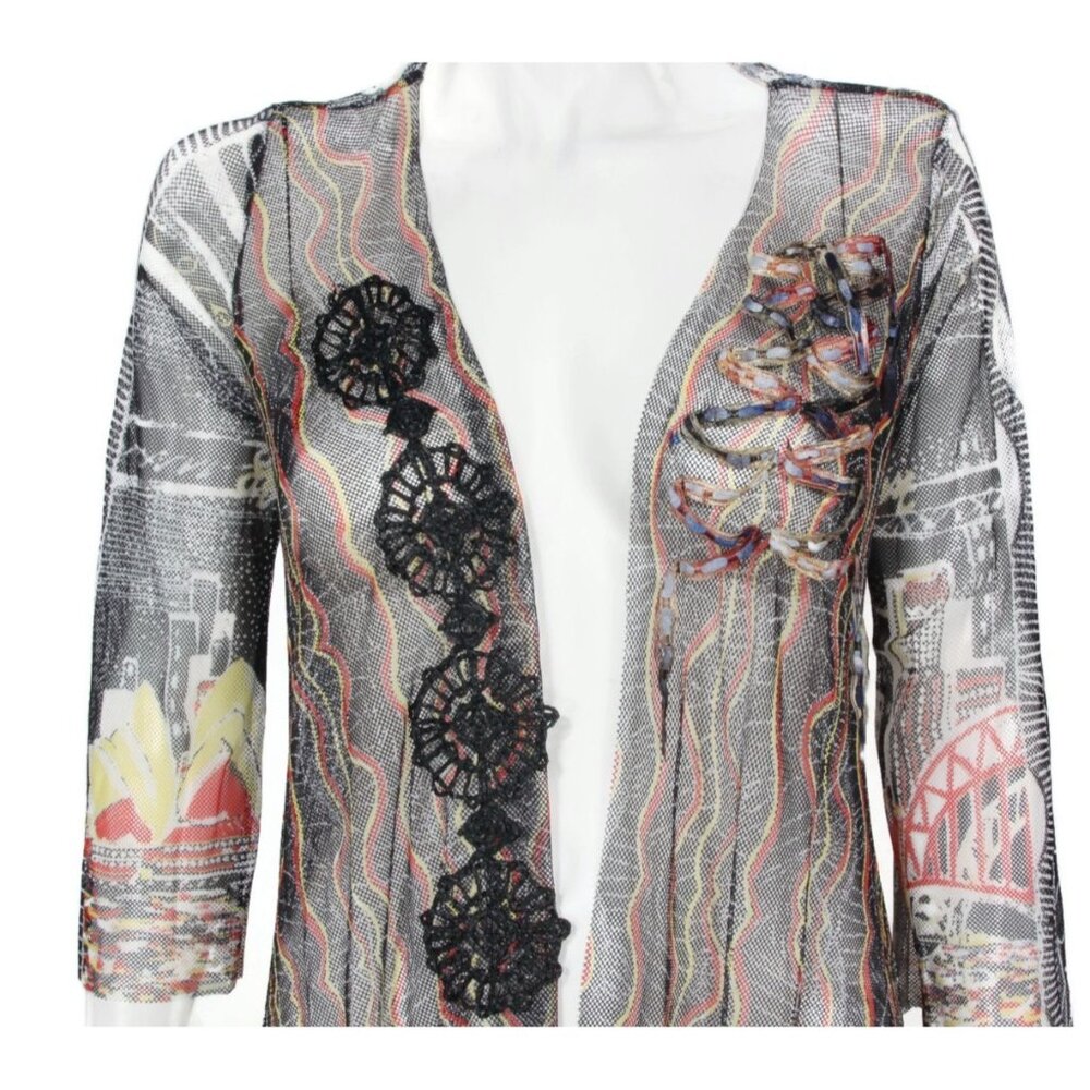 Save The Queen Mesh Gothic Mixed Print Open Cardi… - image 2